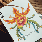 Phoenix and Peony Green Playing Cards