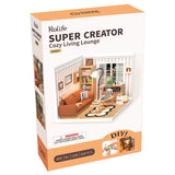 Cozy Living Lounge DIY Miniature House Puzzle Kit